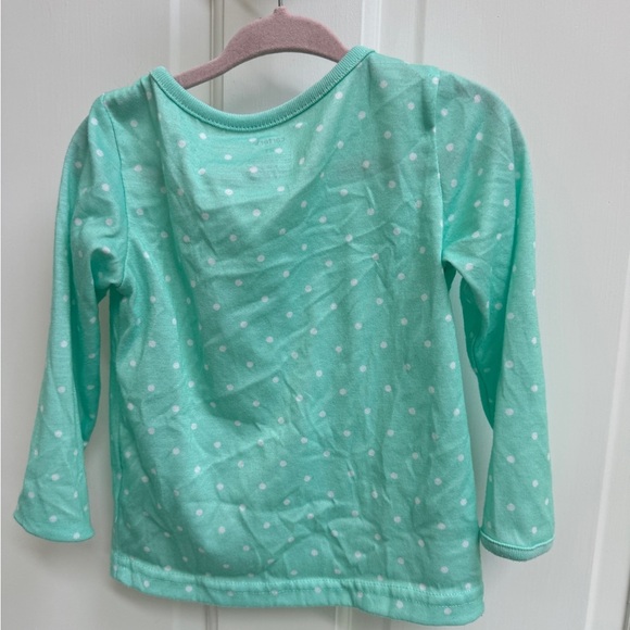 Carter’s 2T Girls Green & White Polka Dot Long Sleeve Pajama Top - Picture 4 of 4